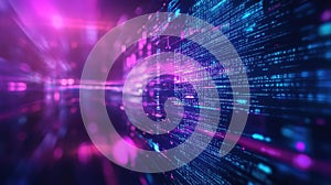 Data streams flowing through digital network cybernetic space