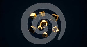 Data structure concept with luxury gold geometry