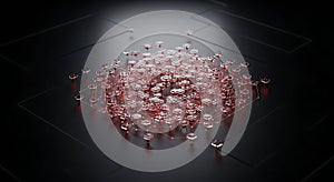 Data structure with glowing red technology lines