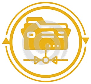 Data sync and file sharing vector icon with network folder and circular arrows