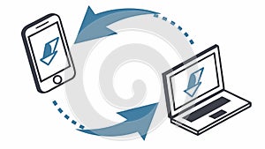 Data Sync Between Smartphone and Laptop, vector design Generative AI