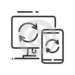 Data sync - vector line design single isolated icon