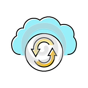 data synchronization cloud computing color icon vector illustration