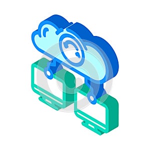 data synchronization cloud computing isometric icon vector illustration