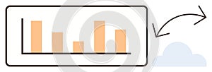 Data Synchronization Concept with Bar Chart and Cloud Connection Arrows