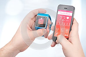 Data synchronization of health book between smartwatch and smart