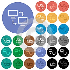 Data syncronization round flat multi colored icons