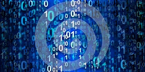 Data technology background. Big data visualization. Flow of data. Binary code. Background in a matrix style