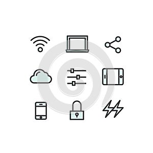 Data Technology, Mobile and Internet Tools, Devices, Network Management, Networking and Cloud Computing, Web Symbols