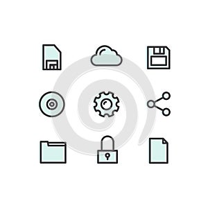 Data Technology, Mobile and Internet Tools, Devices, Network Management, Networking and Cloud Computing, Web Symbols