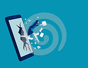 Data theft on business mobile phone, Concept technology programing, Hacker, Attack, Device