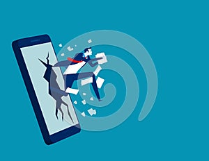 Data theft on business mobile phone, Concept technology programing, Hacker, Attack, Device