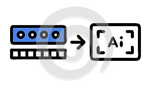 Data to AI Transformation: Machine Learning Artificial Intelligence Flow, vector design Generative AI