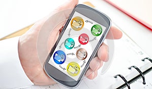 Data transfer concept on a smartphone