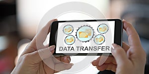 Data transfer concept on a smartphone