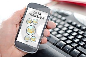 Data transfer concept on a smartphone