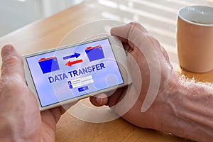 Data transfer concept on a smartphone