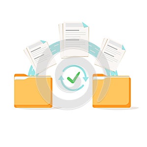 Data transfer, copying, uploading process, file sharing or sending documents from one file folder to another