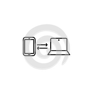 Data transfer icon Thin line flat illustration