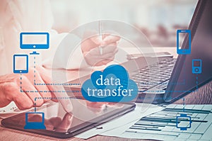 Data Transfer Online Computing Network Internet Connect Concept.