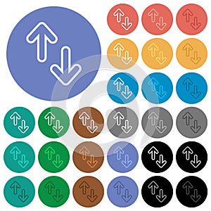 Data transfer outline round flat multi colored icons