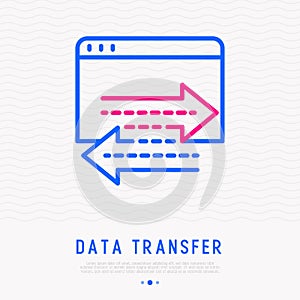 Data transfer thin line icon