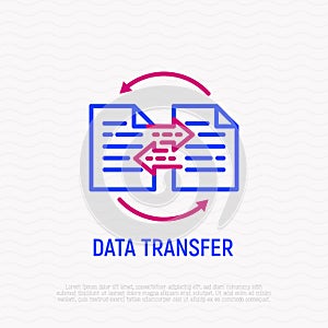 Data transfer thin line icon