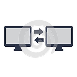 data transferring between two computers. Vector illustration decorative design