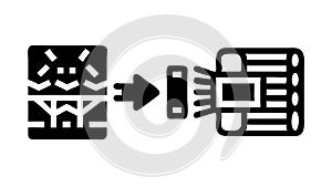 Data Transformation Icon: Information Processing Flow, vector design Generative AI