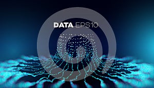 Data tree vector background. Big data technology. Database branch information. Futuristic code flow