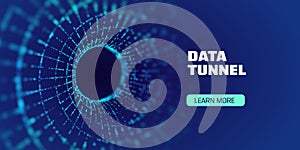 Data tunnel abstract vector background. Security tunnel protected data flow. Network security