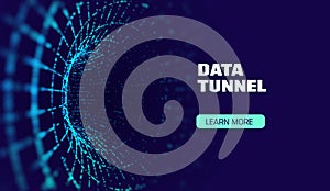 Data tunnel abstract vector background. Security tunnel protected data flow. Network security