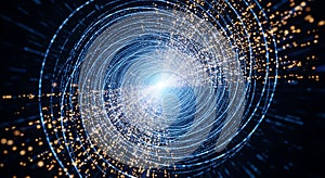 Advanced Data Tunnel Network Showcasing Internet Communication Technology And Digital Information Flow Systems