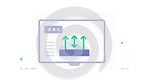 Data Upload and Download on a Computer, vector design Generative AI