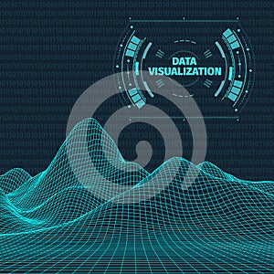 Data visualization background . Futuristic design hud element . Binary code , coding and programming concept . Wide