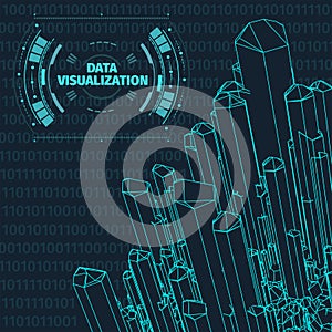 Data visualization background . Futuristic design hud element . Binary code , coding and programming concept . Wide