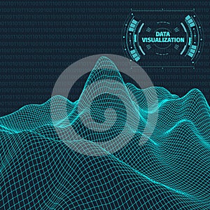 Data visualization background . Futuristic design hud element . Binary code , coding and programming concept . Wide