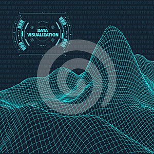 Data visualization background . Futuristic design hud element . Binary code , coding and programming concept . Wide