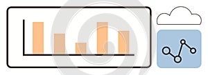 Data Visualization with Bar Chart and Cloud-Based Analytics Icon