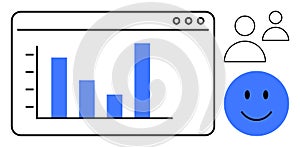 Data Visualization with Bar Graph, User Connection, and Positive Feedback Icons
