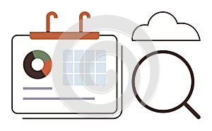 Data Visualization on Calendar with Search and Cloud Connectivity Concept