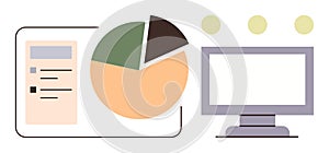 Data Visualization with Chart, Document, and Computer Monitor for Analytics and Reporting