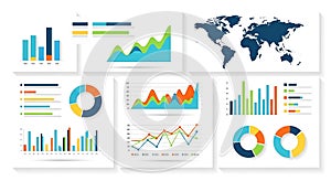 Data Visualization Charts, Graphs, World Map, Business Analytics
