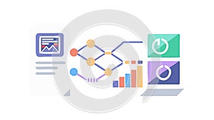 Data Visualization Charts and Network Insights, vector design Generative AI