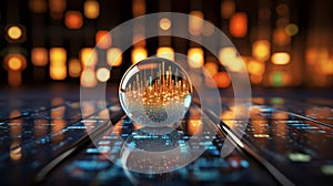 Data Visualization, Close up Technology Digitalization, Optimization of High-Tech Electronics, Data mining, artificial