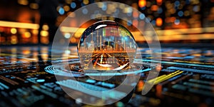 Data Visualization, Close up Technology Digitalization, Optimization of High-Tech Electronics, Data mining, artificial