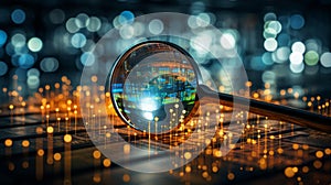 Data Visualization, Close up Technology Digitalization, Optimization of High-Tech Electronics, Data mining, artificial