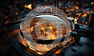 Data Visualization, Close up Technology Digitalization, Optimization of High-Tech Electronics, Data mining, artificial