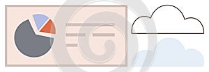 Data Analysis and Cloud Computing Concept Pie Chart and Cloud Elements