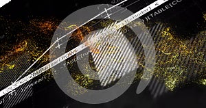 Data visualization and coding image over abstract particle cloud